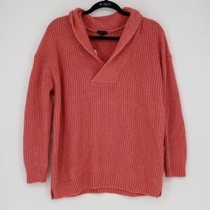 Talbots‎ Women's Shawl Collar Knit Orange Pink Sweater Size Medium Wool Blend